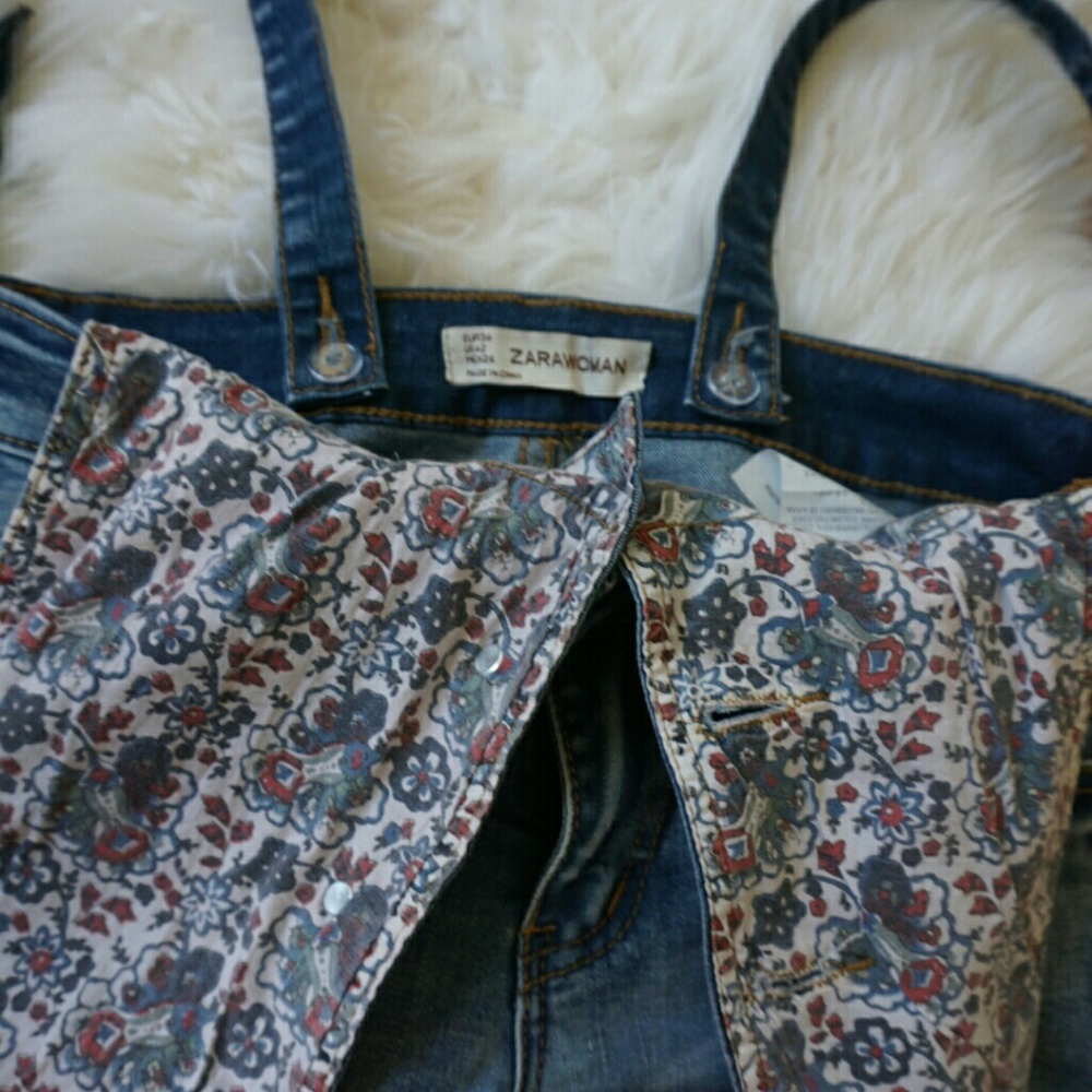 Zara denim skinny overall in size us2 - Picture 3 of 4